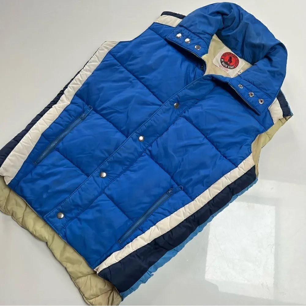Men’s Vintage 1970s Cobalt Blue Kelso Down Puffer Vest